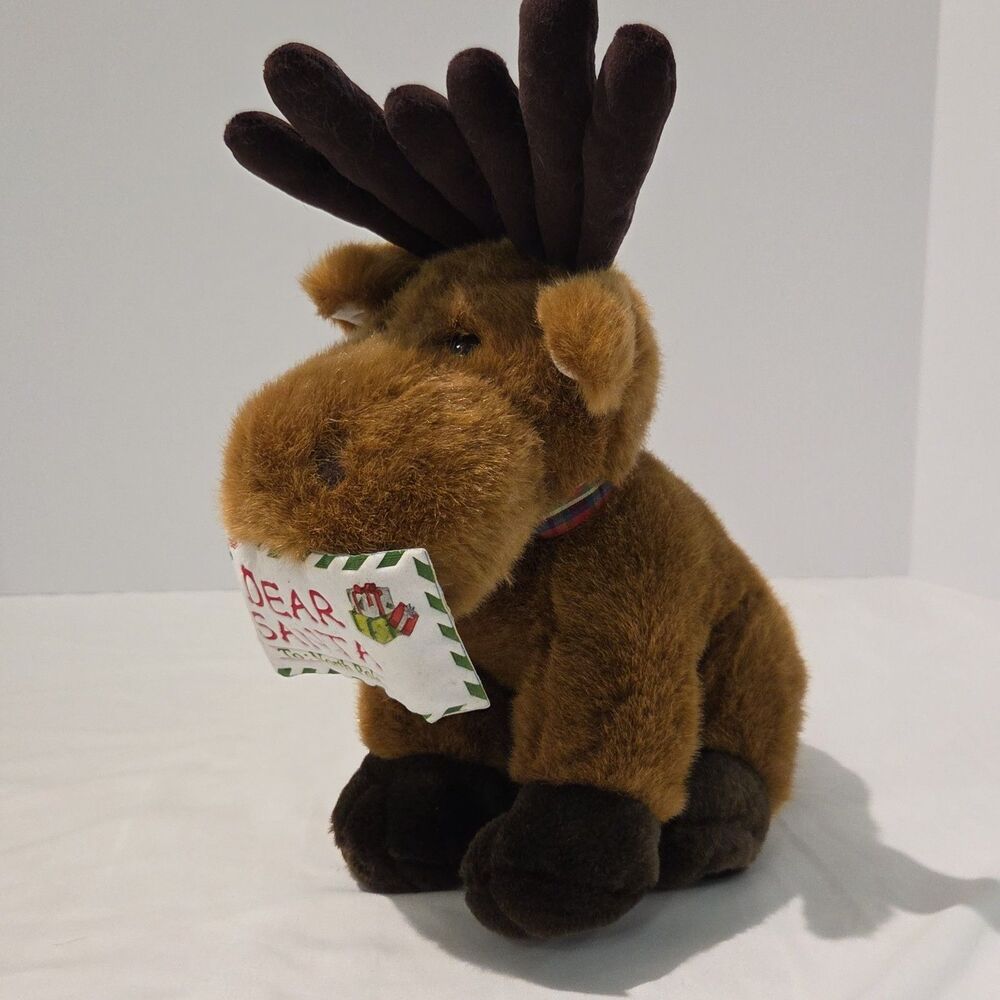 MTY International Christmas Reindeer 10" Sitting Plush Dear Santa To North Pole